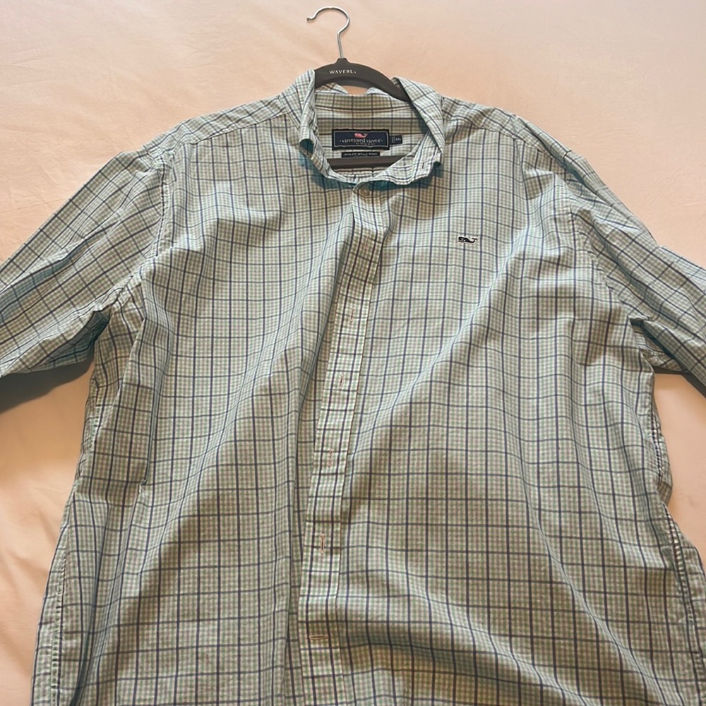 Vineyard Vines Green and Blue and Green Plaid Shirt